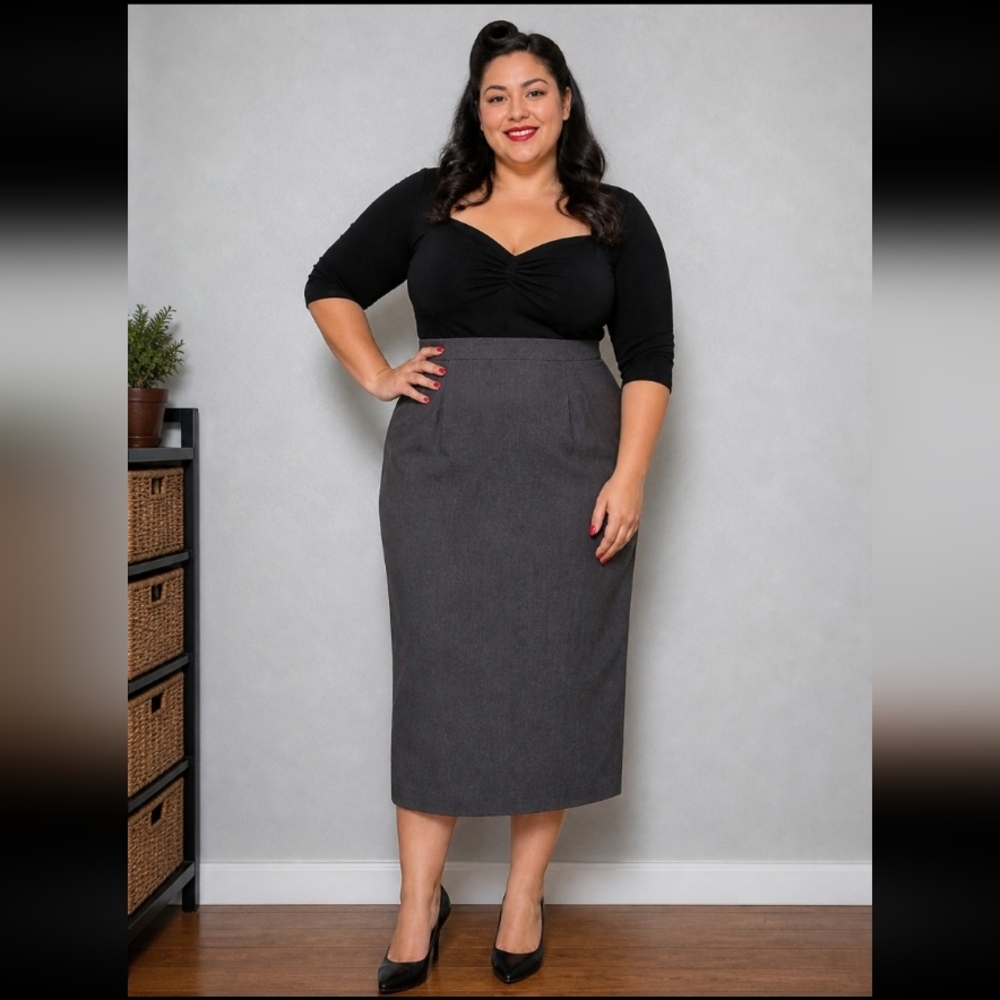 Vintage SAG HARBOR Charcoal Gray Long Skirt 12 Wool Blend